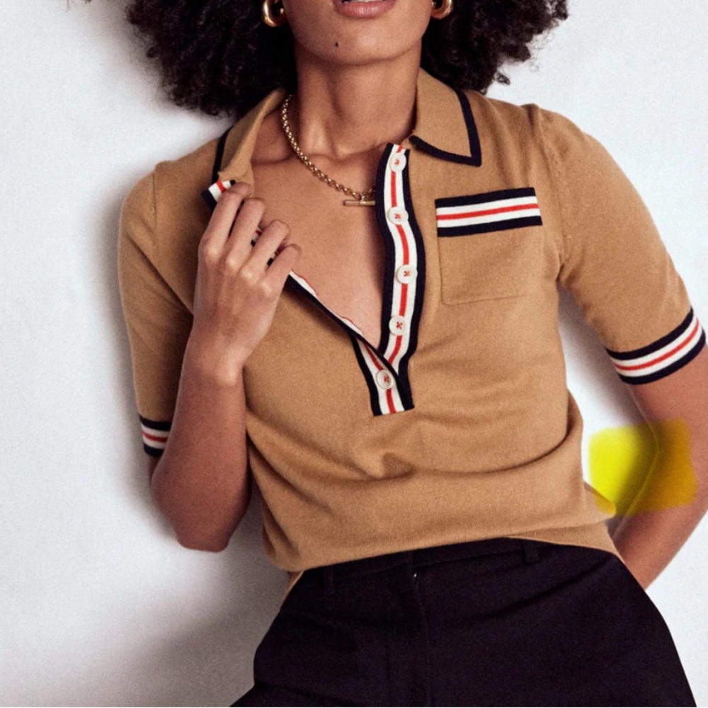 Boden Cotton Henley T-shirt
Camel Melange
